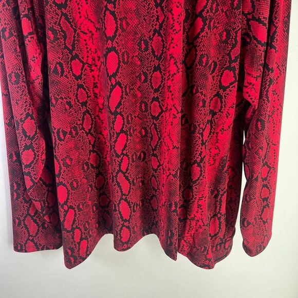 Michael Michael Kors Plus Size 3X Snakeskin-Print Crossover Border Top - Crimson - Picture 7 of 11